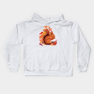 Cute Red Squirrel Watercolour Kids Hoodie